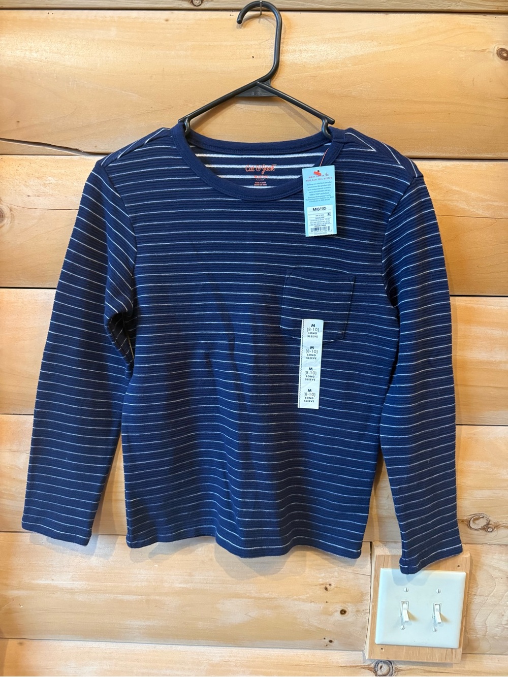 Cat & Jack Navy Striped Long-Sleeve Pocket Tee - Boys